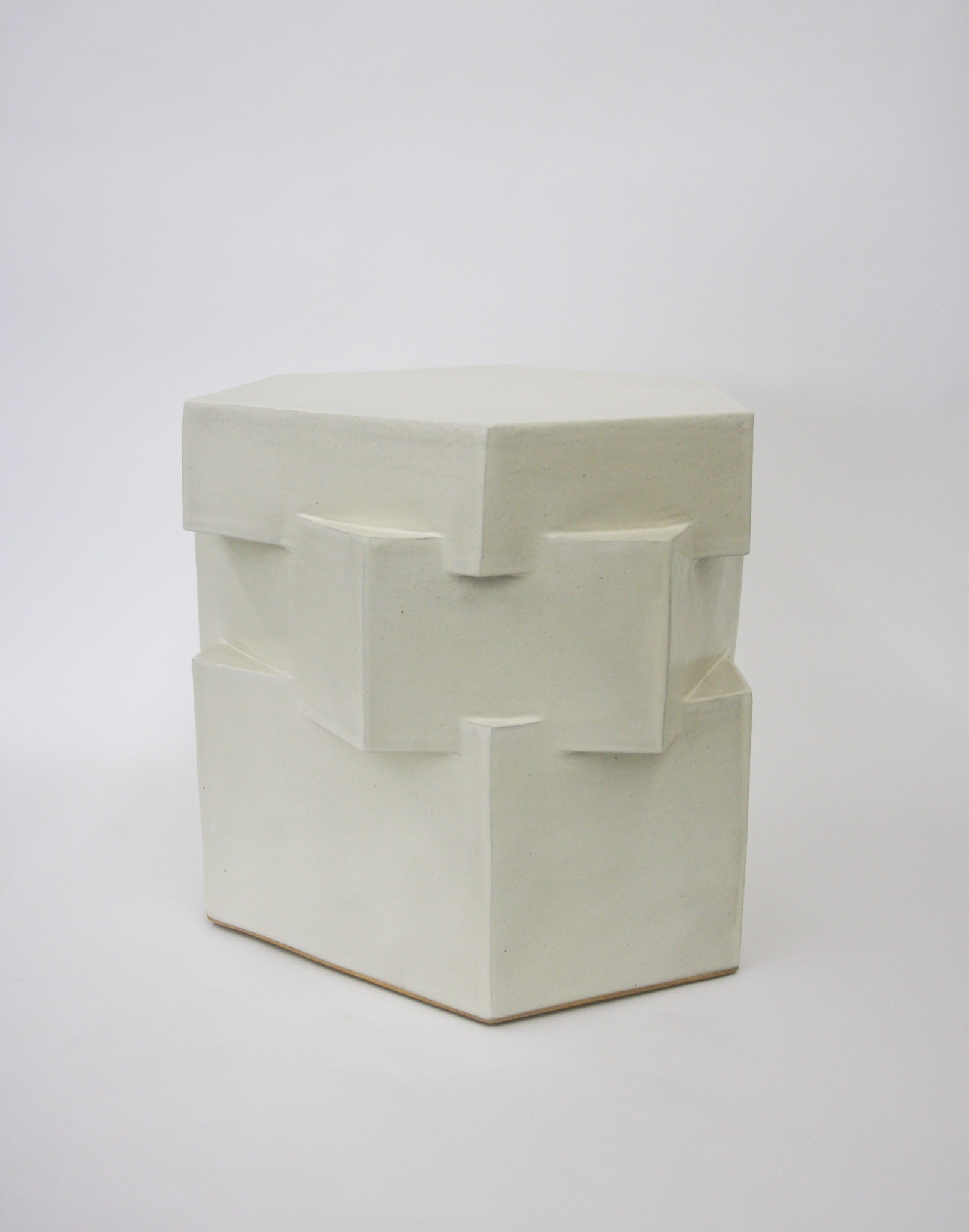 TRIPLE TIER HEX SIDE TABLE - CREAM (SECOND A)