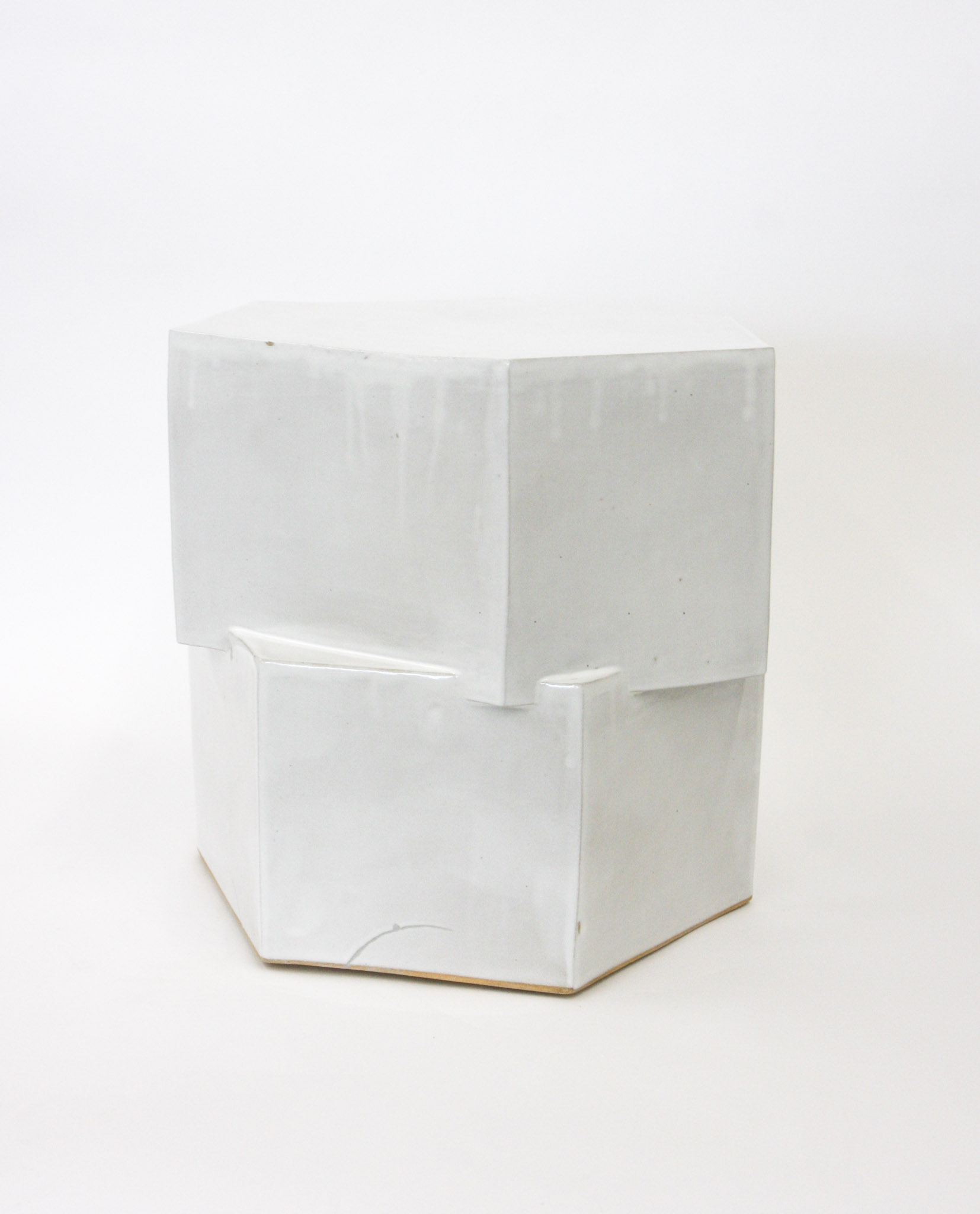 DOUBLE TIER HEX SIDE TABLE - GLOSS WHITE (SECOND B)