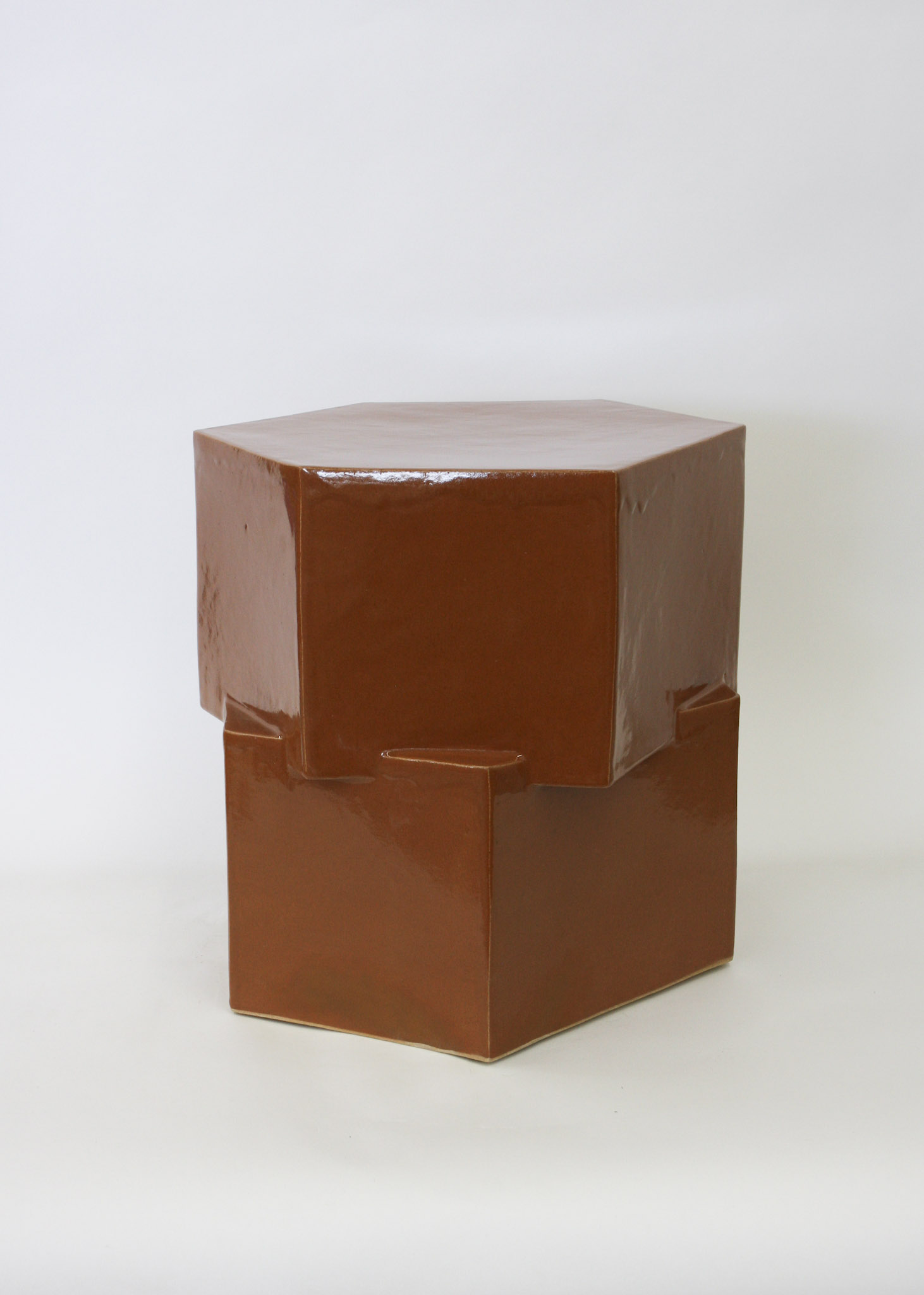 DOUBLE TIER HEX SIDE TABLE - CINNAMON (SECOND)
