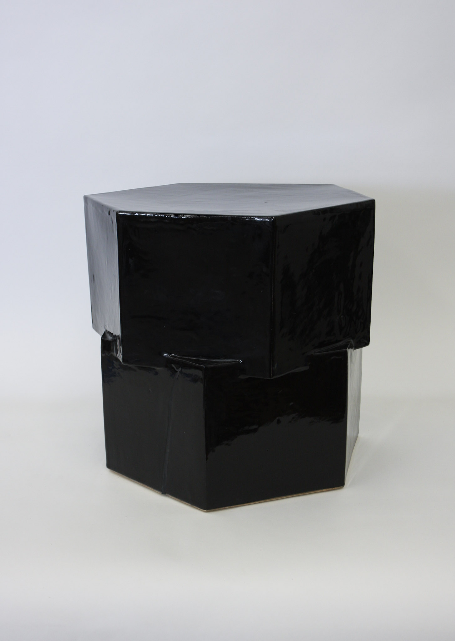 DOUBLE TIER HEX SIDE TABLE - GLOSS BLACK (SECOND)